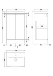 Hudson Reed Urban Satin Grey Floor Standing 2 Door Vanity Unit And Basin With Silent Close, 860 X 510 X 395 - thumbnail 6