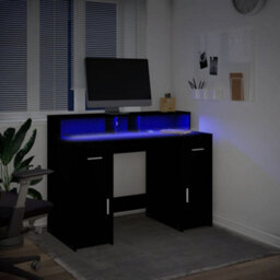 Berkfield Desk With Led Lights Black 120X55X91 Cm Engineered Wood - thumbnail 5