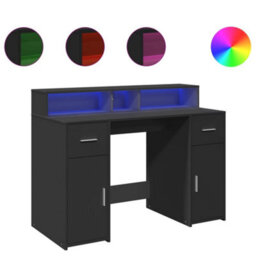 Berkfield Desk With Led Lights Black 120X55X91 Cm Engineered Wood - thumbnail 2