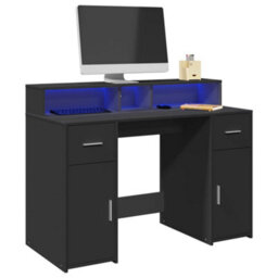 Berkfield Desk With Led Lights Black 120X55X91 Cm Engineered Wood - thumbnail 1