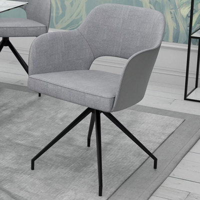 Xample Akante Chicago Grey Swivel Dining Chair Set Of 2 Swivel Return Seat With Fabric Upholstery, Pu Sides & Metal Frame - image 1