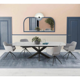 Xample Akante Chicago Grey Swivel Dining Chair Set Of 2 Swivel Return Seat With Fabric Upholstery, Pu Sides & Metal Frame - thumbnail 5