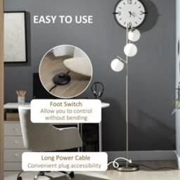 Homcom Tree Floor Standing Lamp With 3 Light For Bedroom Living Room, Silver - thumbnail 5
