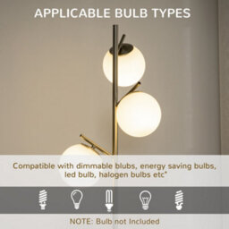 Homcom Tree Floor Standing Lamp With 3 Light For Bedroom Living Room, Silver - thumbnail 6