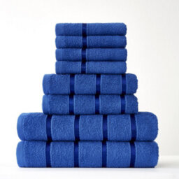 Smart Living Luxury 100% Cotton 8 Piece Super Soft Bathroom Towel Bale Set - Royal Blue - thumbnail 8