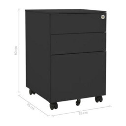 Vidaxl Mobile File Cabinet Anthracite 39X45X60 Cm Steel - thumbnail 3
