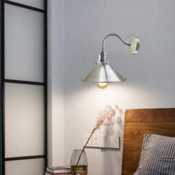 Retro Swan Neck Wall Light Sconce Metal Satin Nickel Finish Indoor 2 Pack For Bedroom Dinning Room Garage And Other Places - thumbnail 2