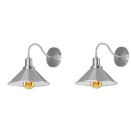 Retro Swan Neck Wall Light Sconce Metal Satin Nickel Finish Indoor 2 Pack For Bedroom Dinning Room Garage And Other Places - thumbnail 1