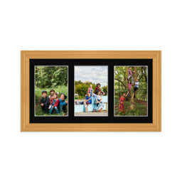 AK Frames 40X20Cm Country Pine Classic Multi Photo Frame With Black Mount - Holds 3 Apertures (3X) 6X4 Photos