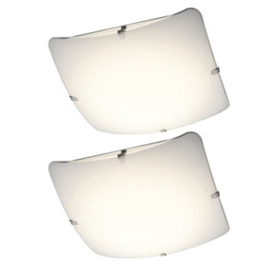 First Choice Lighting Set Of 2 Eden - Frosted Glass Flush Led Ceiling Lights - image 1