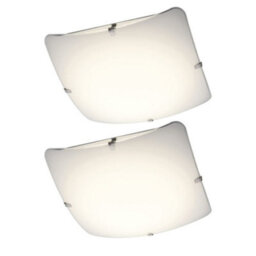 First Choice Lighting Set Of 2 Eden - Frosted Glass Flush Led Ceiling Lights