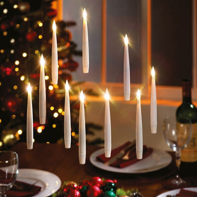 5 X Floating Led Flameless Candles - Battery Powered Indoor Hanging Window Or Table Lighting Decorations - Each H15.5 X 1.5Cm - image 1