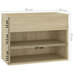 Berkfield Shoe Bench Sonoma Oak 60X30X45 Cm Engineered Wood - thumbnail 8