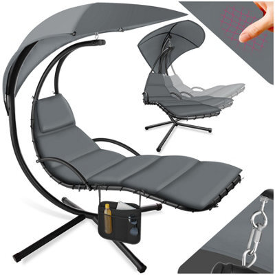 Tectake Hanging Chair Elaria - Large Sun Canopy With Uv-Protection, Sturdy - Grey - 1 - image 1