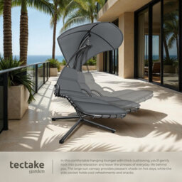 Tectake Hanging Chair Elaria - Large Sun Canopy With Uv-Protection, Sturdy - Grey - 1 - thumbnail 4