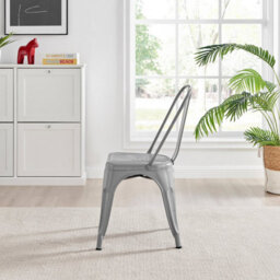Furniturebox Set Of 2 Grey Colton Tolix Style Stackable Industrial Metal Dining Chair - thumbnail 5