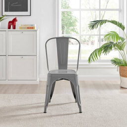 Furniturebox Set Of 2 Grey Colton Tolix Style Stackable Industrial Metal Dining Chair - thumbnail 4