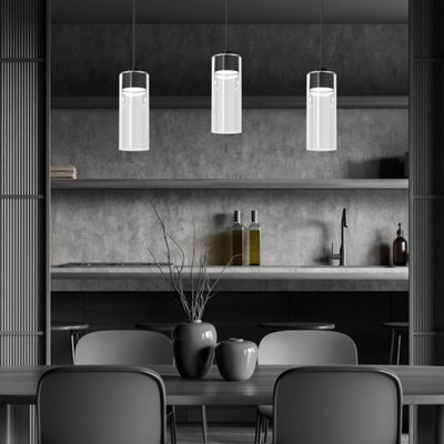 Milagro Clarissa Designer Pendant Lamp Hand Made From Matt Black Metal And Elegant Glass Shades - image 1