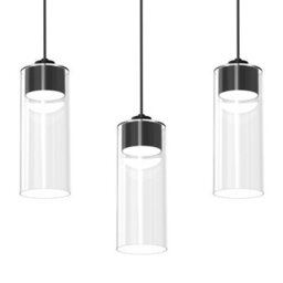 Milagro Clarissa Designer Pendant Lamp Hand Made From Matt Black Metal And Elegant Glass Shades - thumbnail 2