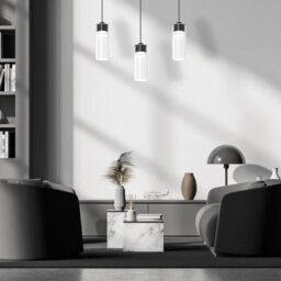 Milagro Clarissa Designer Pendant Lamp Hand Made From Matt Black Metal And Elegant Glass Shades - thumbnail 4
