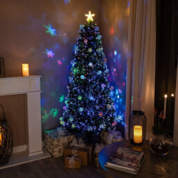 7Ft (210Cm) Green Fibre Optic Christmas Tree With Multi-Coloured Led Lights And Baubles - thumbnail 2