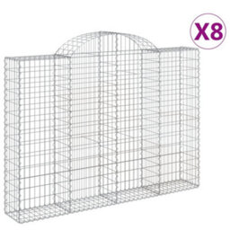 Berkfield Arched Gabion Baskets 8 Pcs 200X30X140/160 Cm Galvanised Iron - thumbnail 2