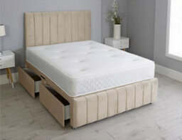 Comfy Deluxe 6Ft Superking  Panel Coffee Plush Divan Bed Set Headboard & Footboard 0 Drawers - thumbnail 1