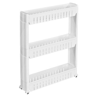 Tectake 3 Tier Bathroom Corner Storage Rack Shower Shelf Organiser Basket Tidy Kitchen  - White - image 1