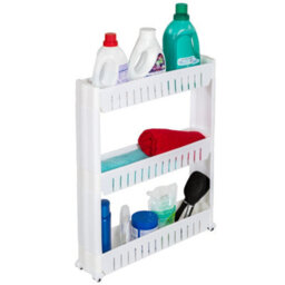 Tectake 3 Tier Bathroom Corner Storage Rack Shower Shelf Organiser Basket Tidy Kitchen  - White - thumbnail 2