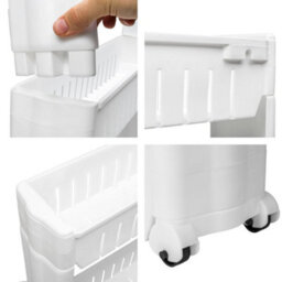Tectake 3 Tier Bathroom Corner Storage Rack Shower Shelf Organiser Basket Tidy Kitchen  - White - thumbnail 4