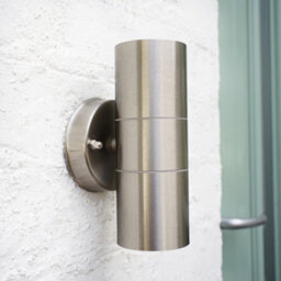 Valuelights Gainsford Ip44 Rated Brushed Chrome Outdoor Garden Up/down Security Wall Light With Led Bulb - thumbnail 7