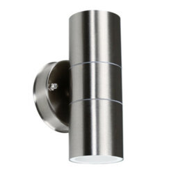 Valuelights Gainsford Ip44 Rated Brushed Chrome Outdoor Garden Up/down Security Wall Light With Led Bulb