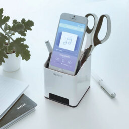 Leitz Wow White Black Plastic Home Office Desktop Storage Organiser Square Sound Boosting Pen Pencil Stationery Tidy Holder Pot - thumbnail 2