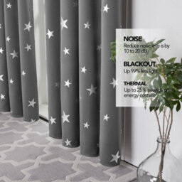 Deconovo Star Curtains Thermal Insulated Silver Star Printed Eyelet Blackout Curtains For Bedroom 55 X 54 Inches Grey 2 Panels - thumbnail 5