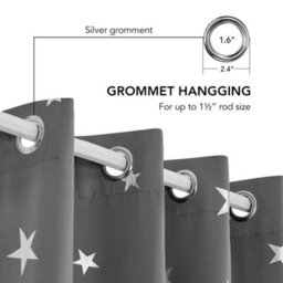 Deconovo Star Curtains Thermal Insulated Silver Star Printed Eyelet Blackout Curtains For Bedroom 55 X 54 Inches Grey 2 Panels - thumbnail 3