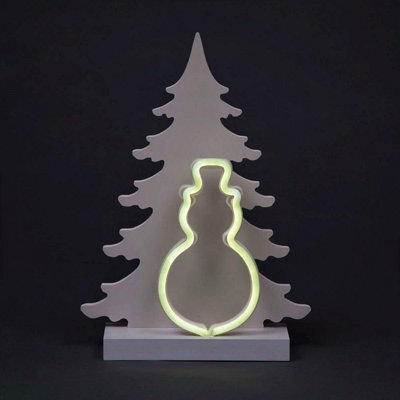Shatchi Wooden Christmas Decoration Pre Lit Led Silhouette Nativity Scene Ornament Table Window Battery Operated, White, 40Cm - image 1