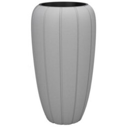 Lamela™ Ribbed Gaja Large Vase Stone Grey Planter With Removable Liner D40 H78Cm