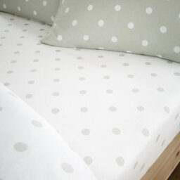 Catherine Lansfield Brushed Polka Dot Cotton King Fitted Sheet Green - thumbnail 1