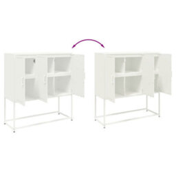 Berkfield Highboard White 100.5X39X107 Cm Steel - thumbnail 9