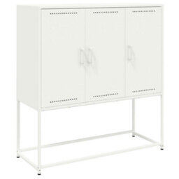 Berkfield Highboard White 100.5X39X107 Cm Steel - thumbnail 2