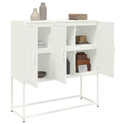 Berkfield Highboard White 100.5X39X107 Cm Steel - thumbnail 4