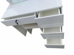 White High Gloss Dressing Table With Led Light Bulbs - thumbnail 2