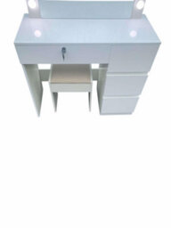 White High Gloss Dressing Table With Led Light Bulbs - thumbnail 6
