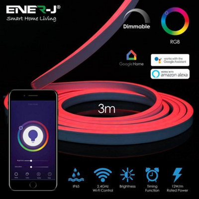 Ener-J 3 Meter Smart Wifi Rgb Led Neon Flex Kit With Remote, Plug & Play, App Control & Google Assistant Compatible - image 1