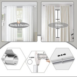 Ameha Plain Sapphire Crystal Metal Curtain Pole 70-120 Cm, (28 To 48 Inches) Chrome Extendable Adjustable Curtain Poles - thumbnail 3