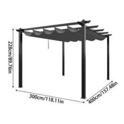 Breeins 13X10Ft Garden Pergola With Polyester Canopy And Retractable Roof, Light Grey - thumbnail 8