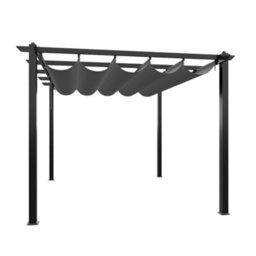Breeins 13X10Ft Garden Pergola With Polyester Canopy And Retractable Roof, Light Grey - thumbnail 4