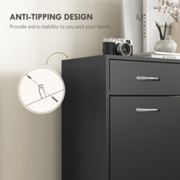Homcom Slim Shoe Cabinet With 2 Flip Drawers For 12 Pairs Of Shoes Black - thumbnail 7