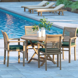 Eterna Fiji Teak Garden Outdoor Dining Table & 4 Seat Chair Set - With Cream Cushions