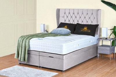 UKBEDFURNITURE Bronte Plush Silver End Opening Divan Ottoman Bed With 54 Inch Headboard - image 1